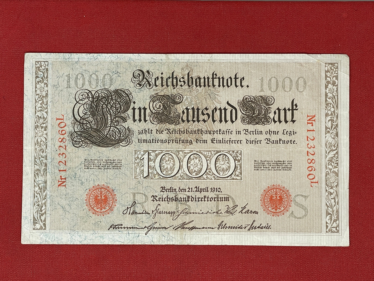 Banknote Germany 1000 Reichsbanknote  - Red seal - 1910