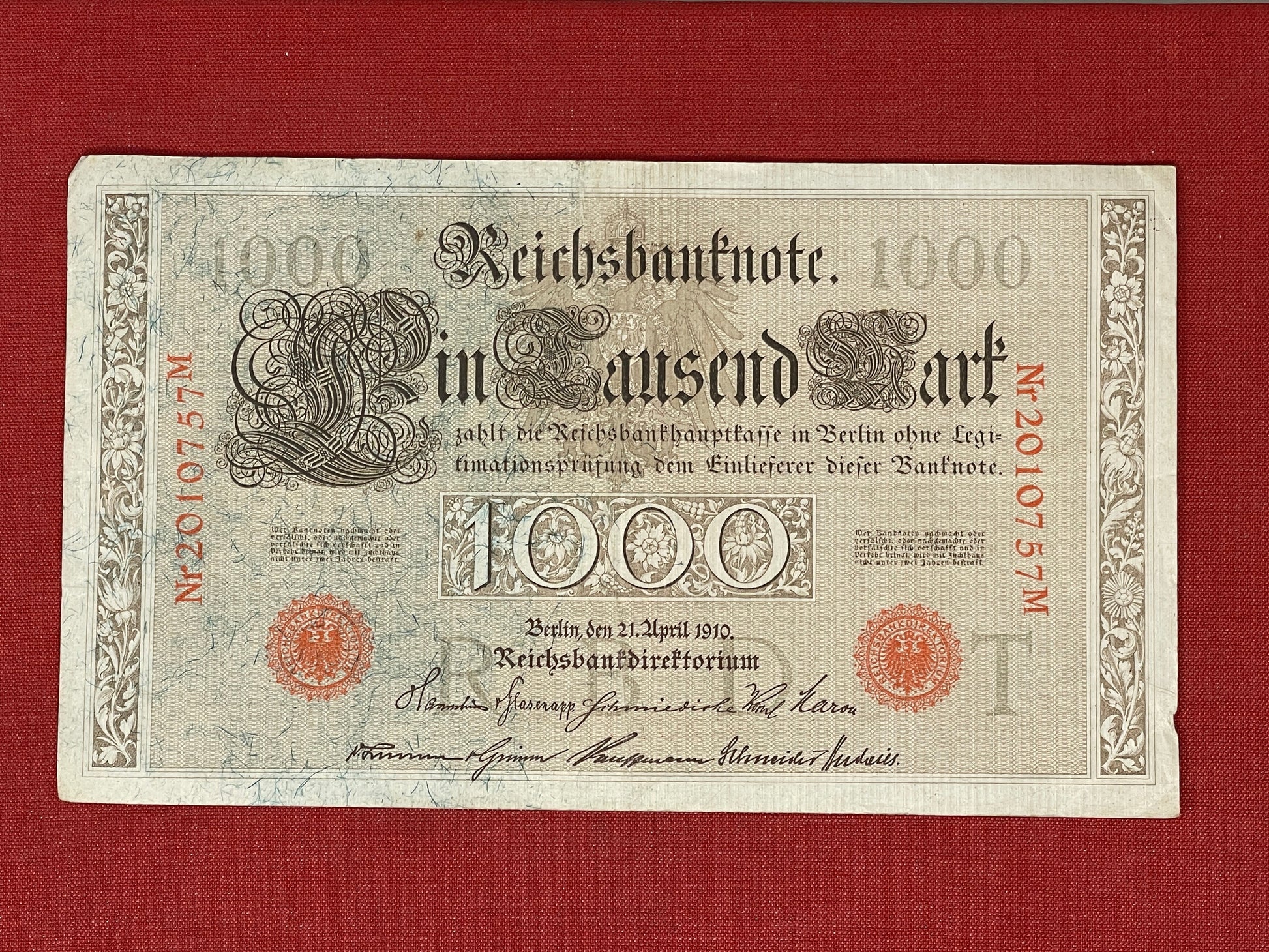 Banknote Germany 1000 Reichsbanknote  - Red seal - 1910