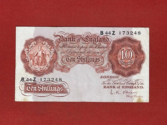 L. K. O'brian : Bank of England. 10 Shillings. B44Z 173248 689661 ( Dugg B2371 )