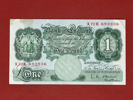 L.K. Beale, One Pound, X72K693936 ( Dugg. B.273 ) Series "A" Britannia 21st November 1955