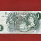 1960 - 1963 Bank of England L K O'Brien Green £1 One Pound Banknote 17th March 1960