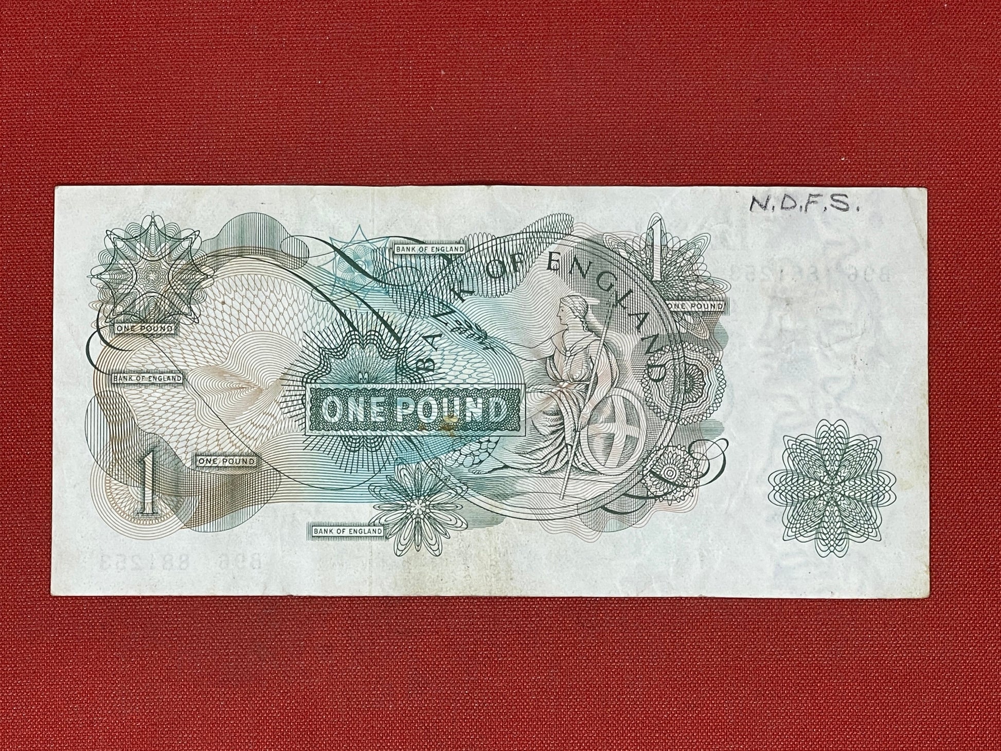 1960 - 1963 Bank of England L K O'Brien Green £1 One Pound Banknote 17th March 1960