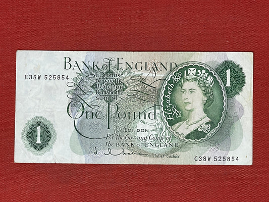 Bank of England £1 Banknote Signed J Hollom 1962 - 1966 ( Dugg B292 )