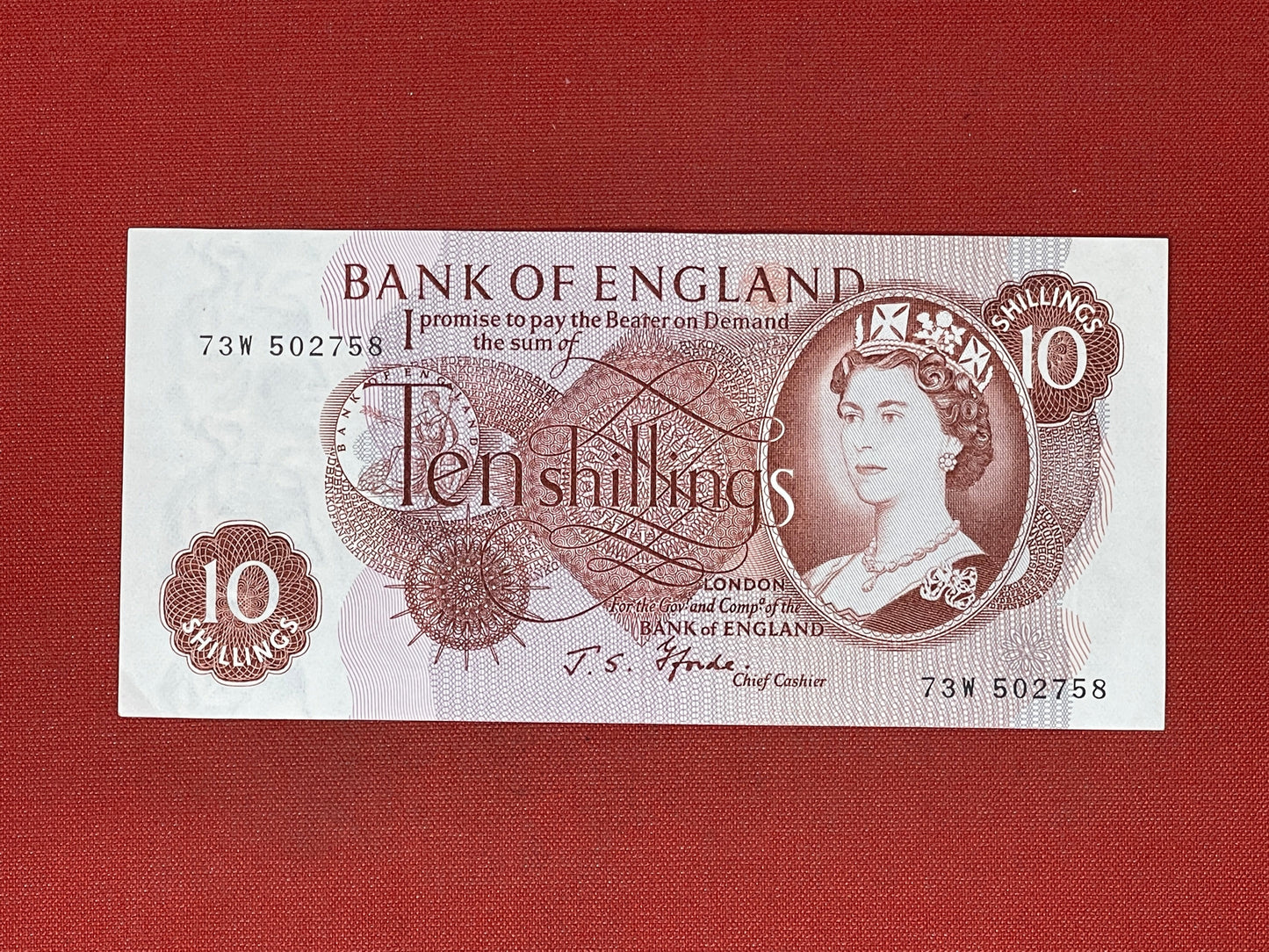 Bank Of England J S Fforde 10 Shillings ( Dugg B309 ) 15th February 1967