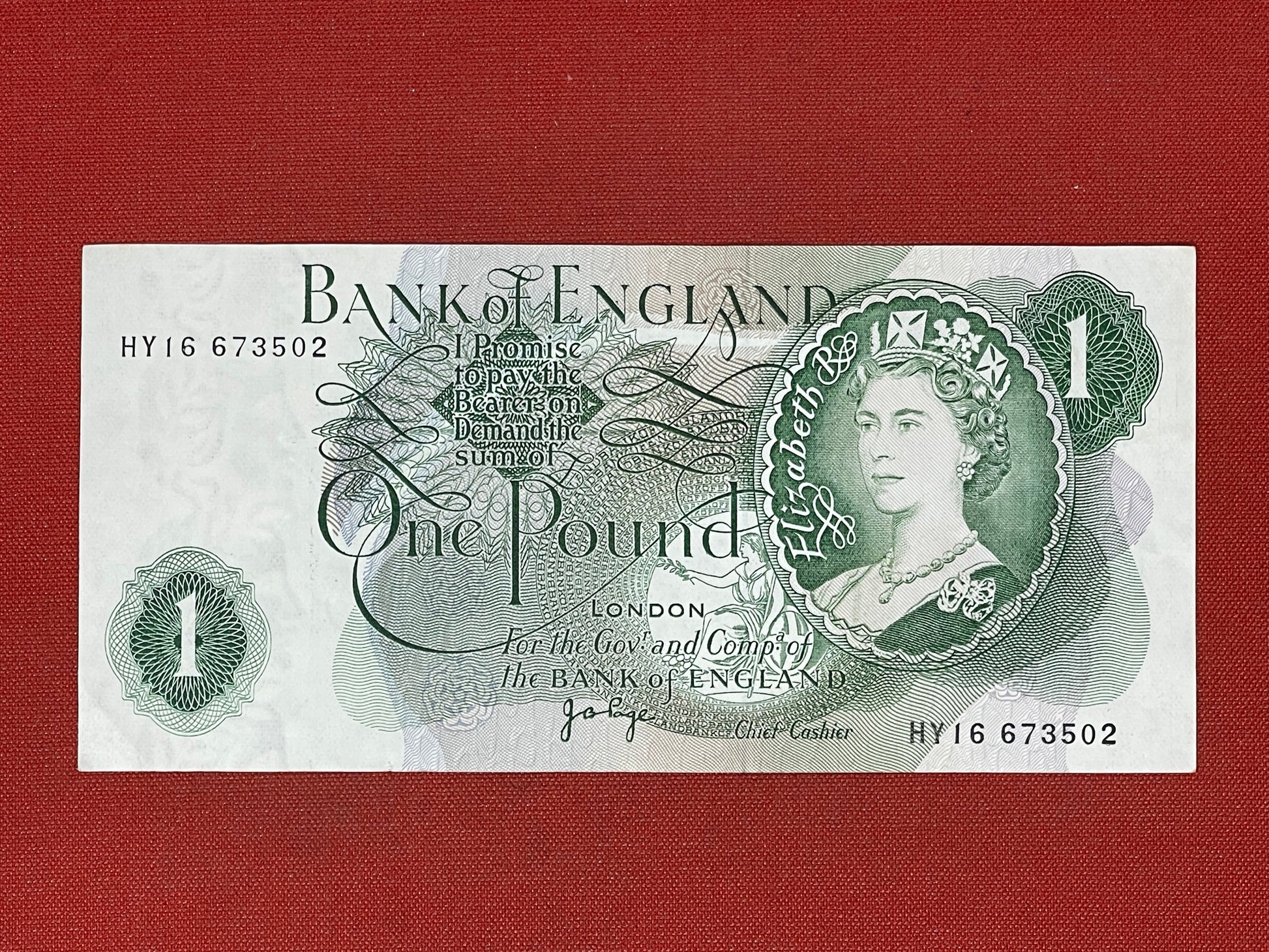 Bank of England £1 Banknote Signed J Page 1970 - 1980 ( Dugg B322 ) 