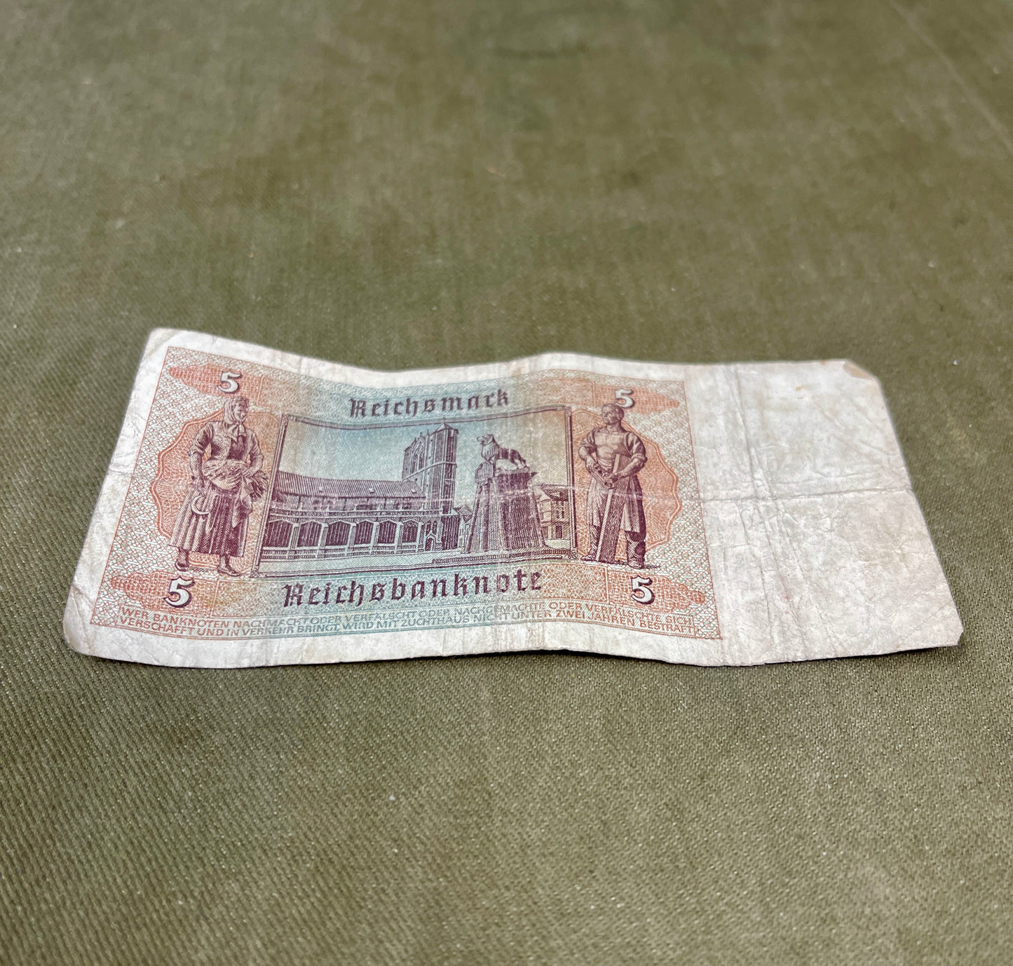 Selection of German WW2 1942 Dated 5 Reichsmark Reichsbanknote – Original WWII Currency