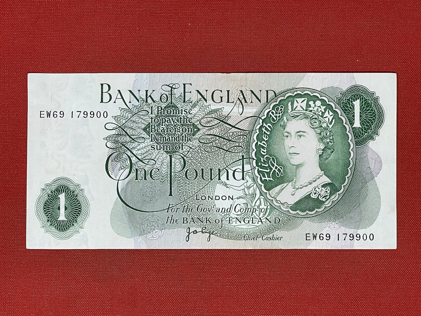 Bank of England £1 Banknote Signed J Page 1970 - 1980 ( Dugg B322 )