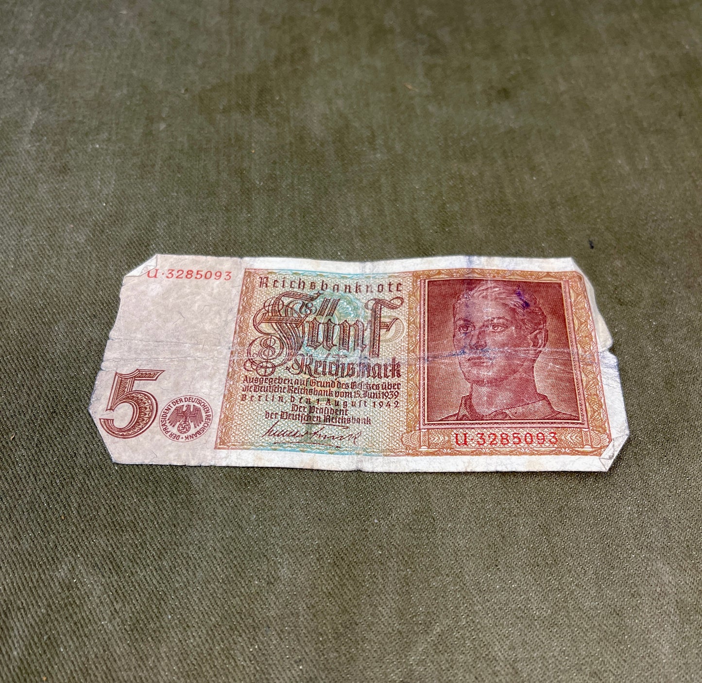 Selection of German WW2 1942 Dated 5 Reichsmark Reichsbanknote – Original WWII Currency