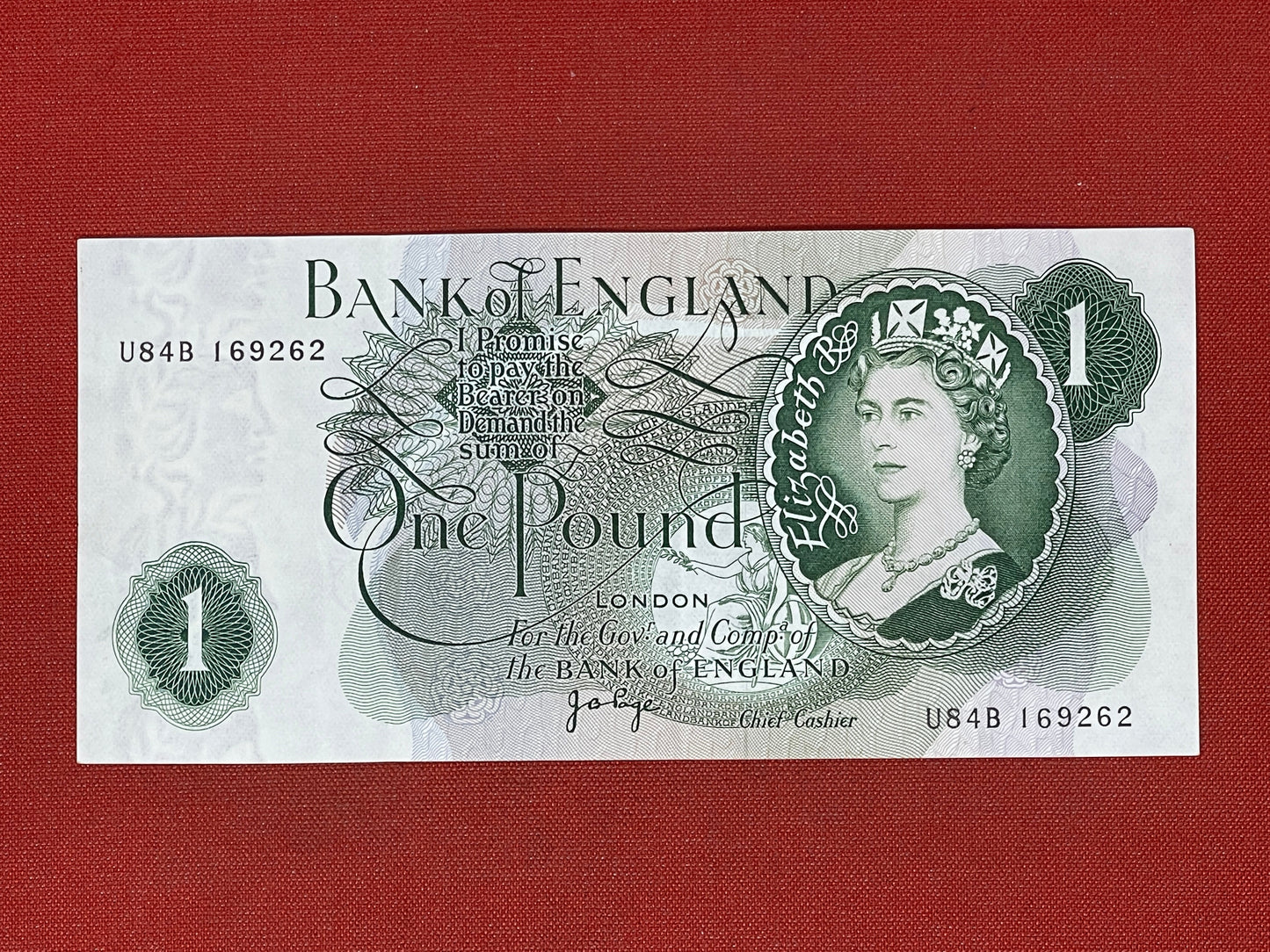 Bank of England £1 Banknote Signed J Page 1970 - 1980 ( Dugg B320 )