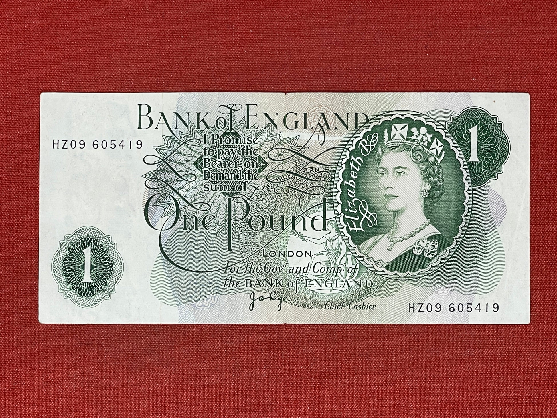 Bank of England £1 Banknote Signed J Page 1970 - 1980 ( Dugg B322 )