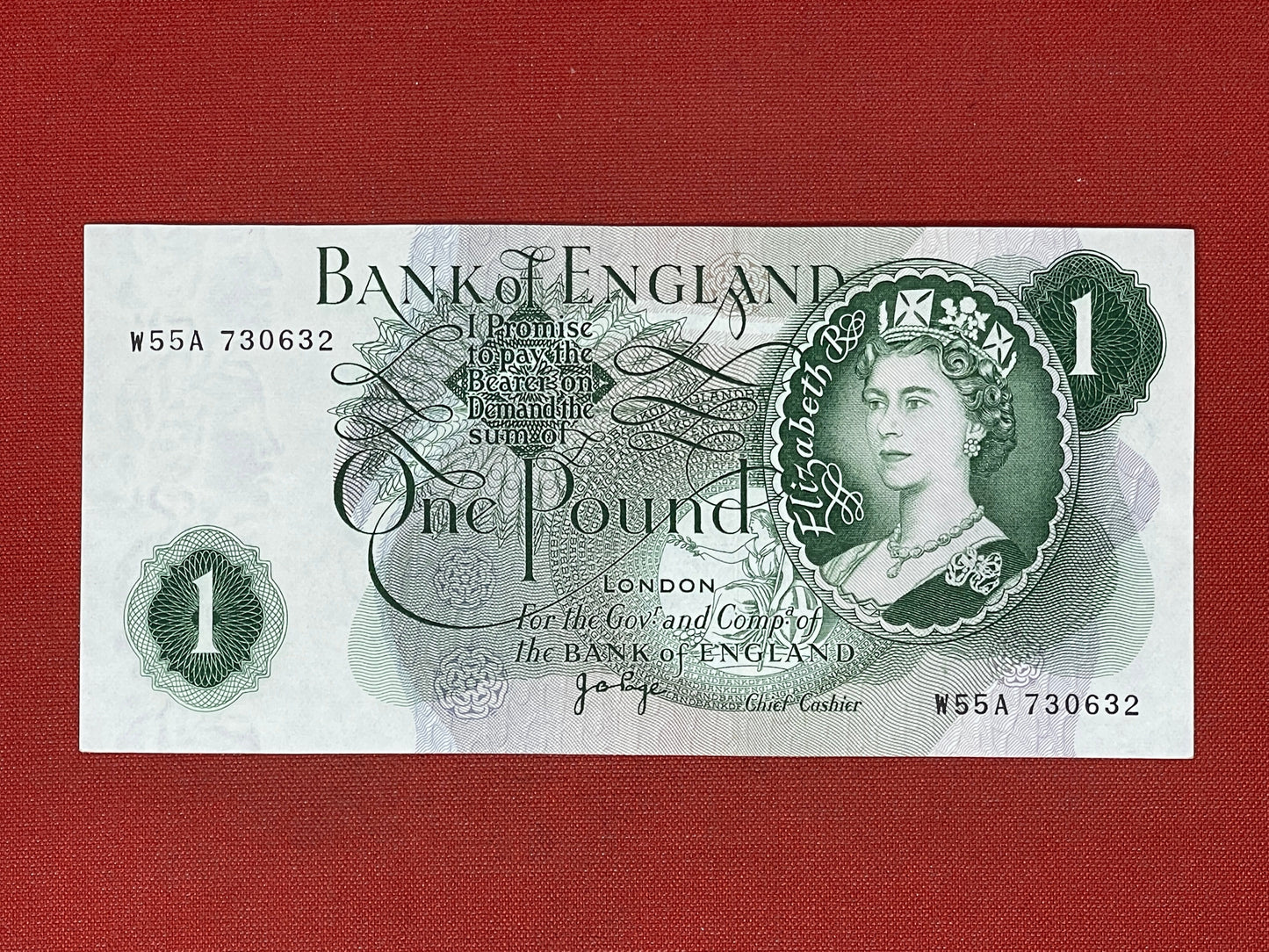 Bank of England £1 Banknote Signed J Page 1970 - 1980 ( Dugg B320 )