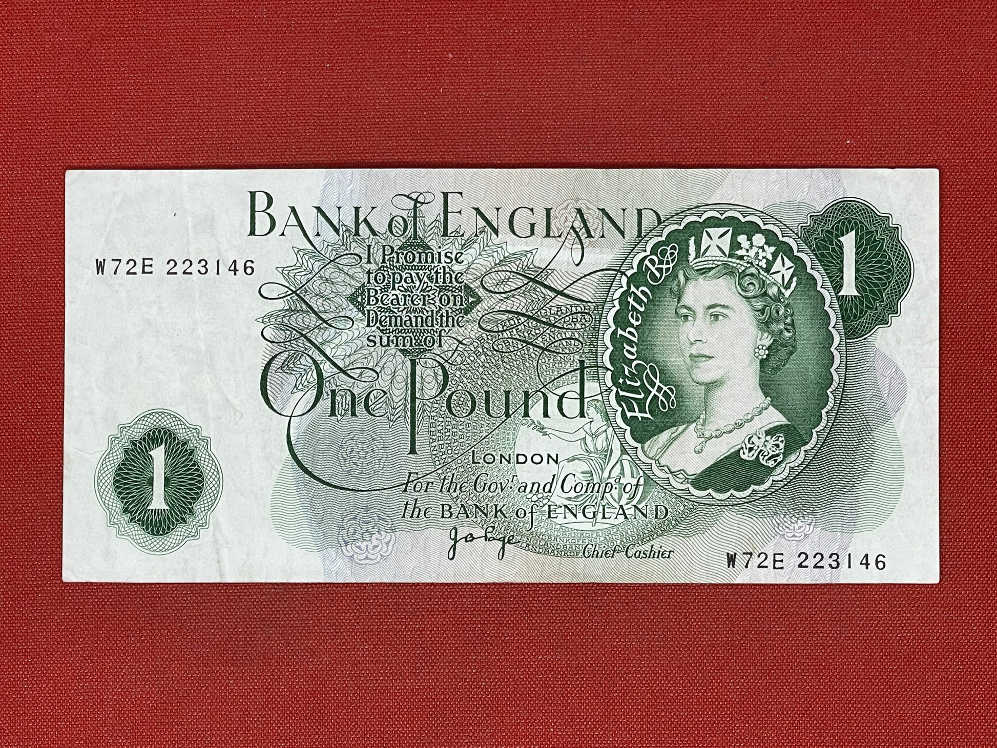 Bank of England £1 Banknote Signed J Page 1970 - 1980 ( Dugg B320 )