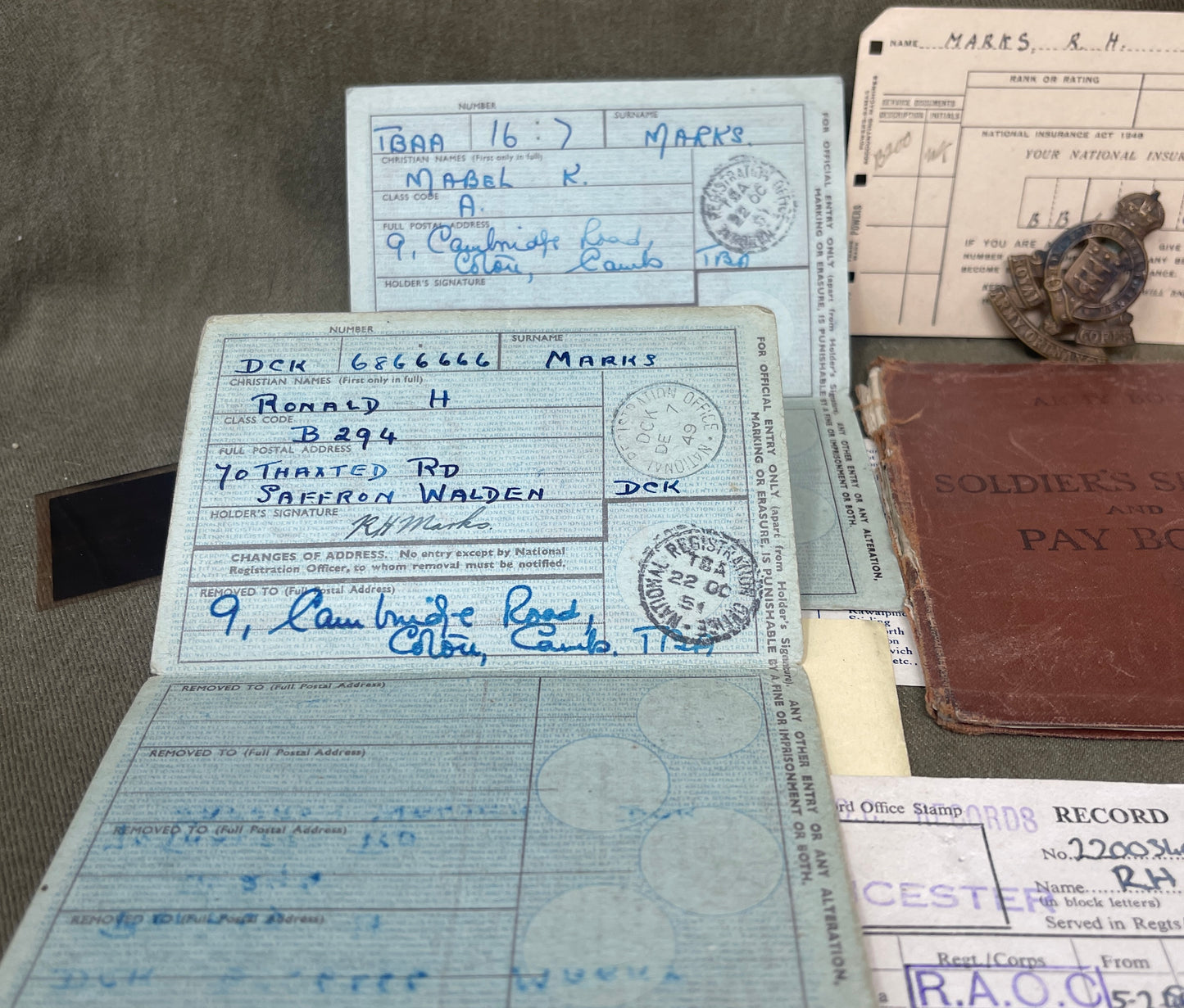 A 1948 Collection Of Demob Service Paperwork to 22003406 Ronald Henry MARKS