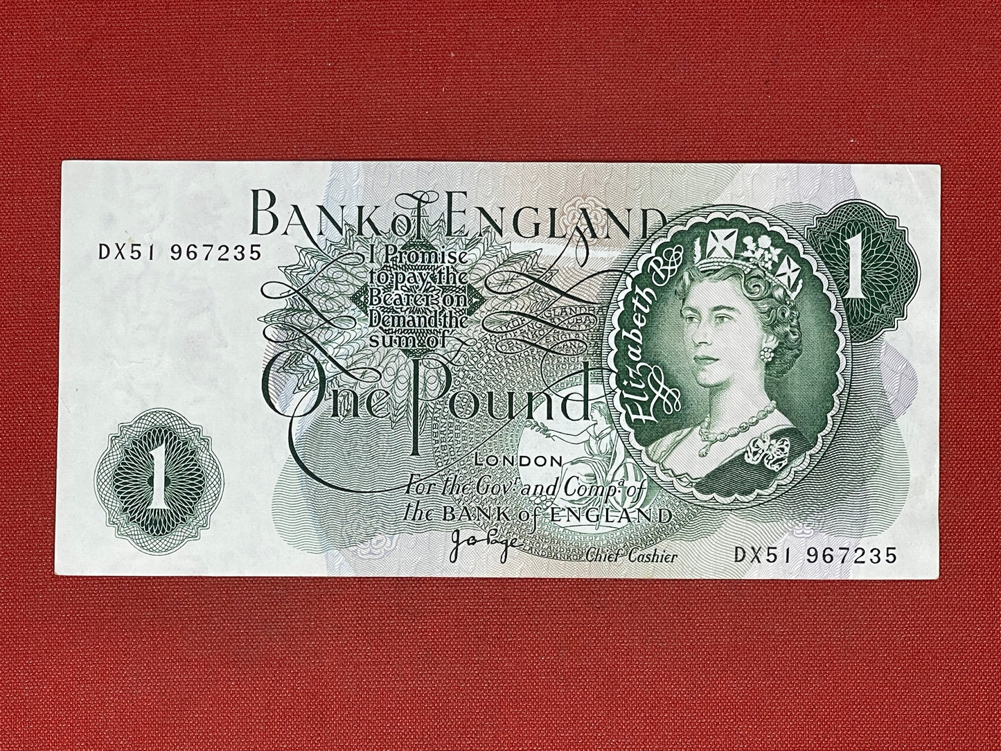 Bank of England £1 Banknote Signed J Page 1970 - 1980 ( Dugg 322 )