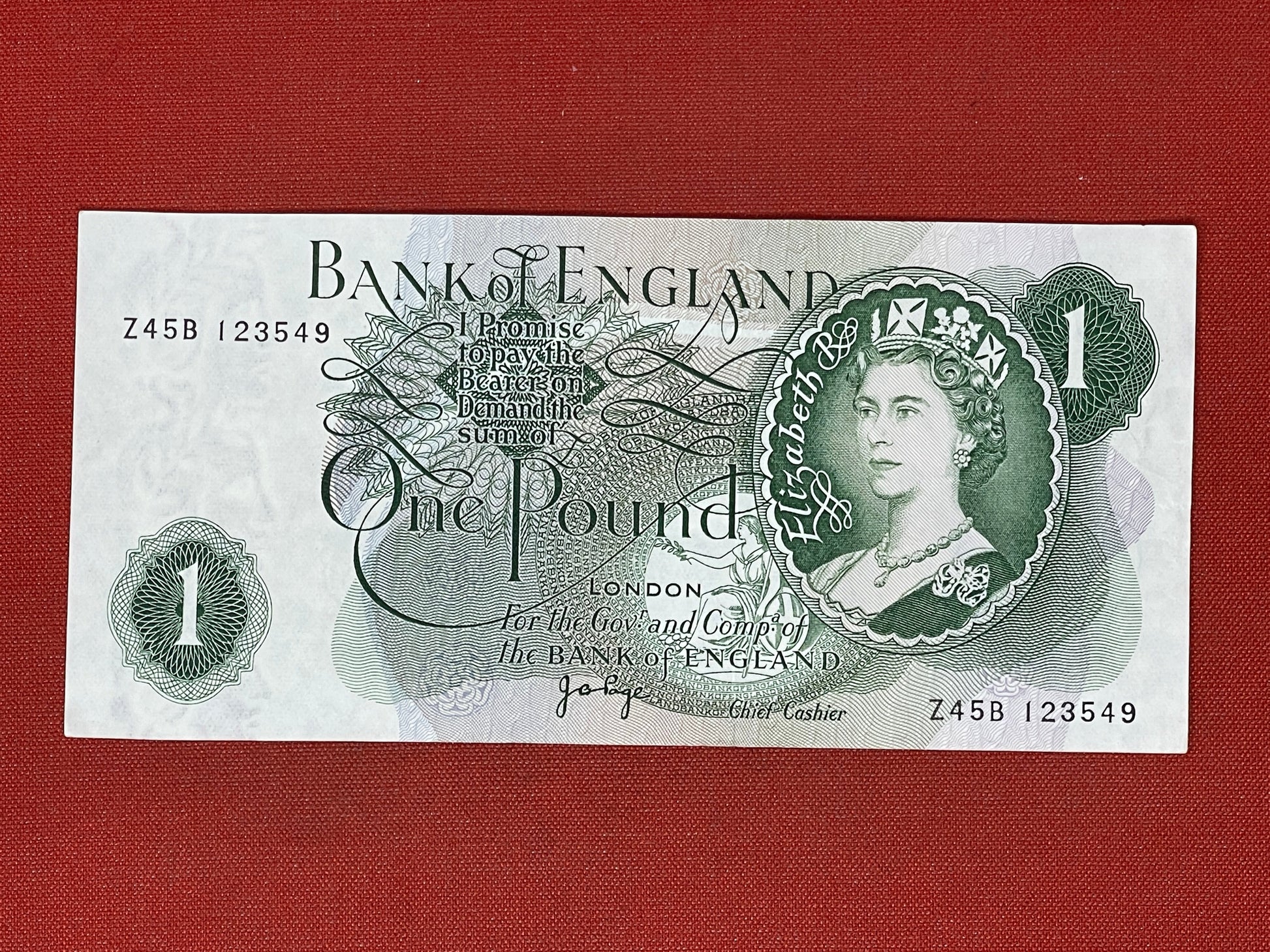 Bank of England £1 Banknote Signed J Page 1970 - 1980 ( Dugg 322 )