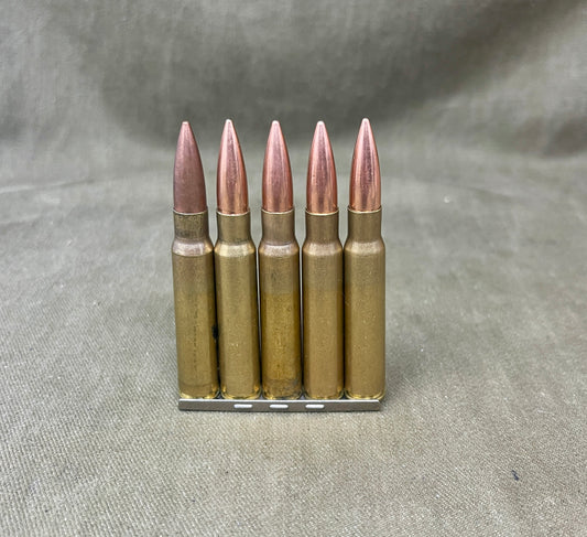 5 × INERT 7.92×57mm Rounds on Original Stripper Clip — Deactivated Display Set