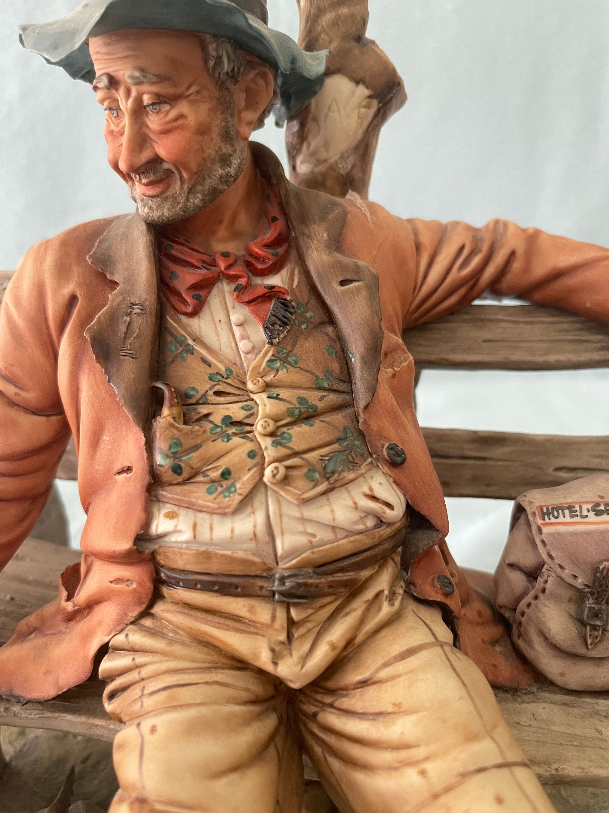 Capodimonte Tramp on Bench Figurine by Volta