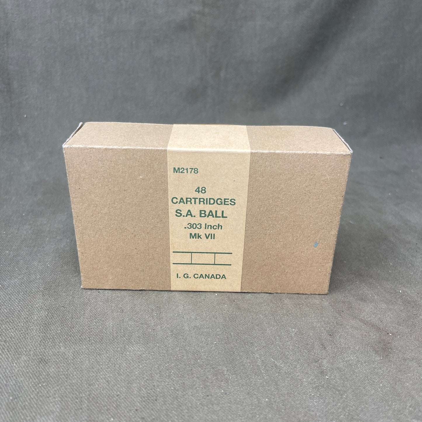 48 Round Box of Inert/ Display – .303 Lee Enfield Rounds Canadian Packaging