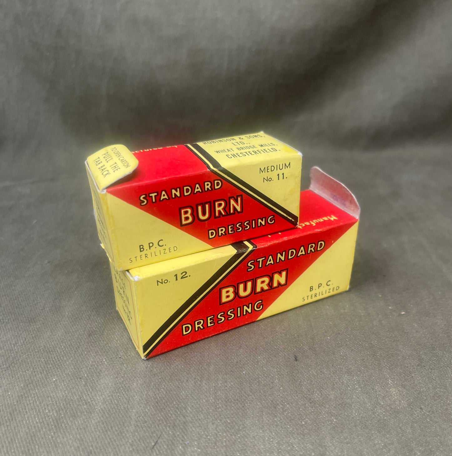 Original WWII British Burn Dressing No. 11 & No. 12 – B.P.C. Military Issue