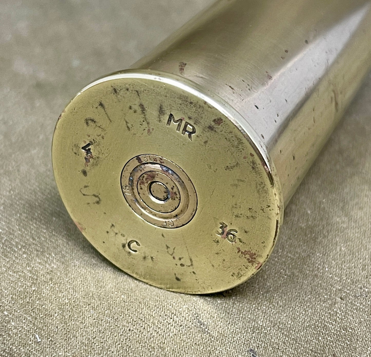 WWII French 25mm Cannon Shell – Headstamp “36 MR” | Hotchkiss Anti-Tank Round