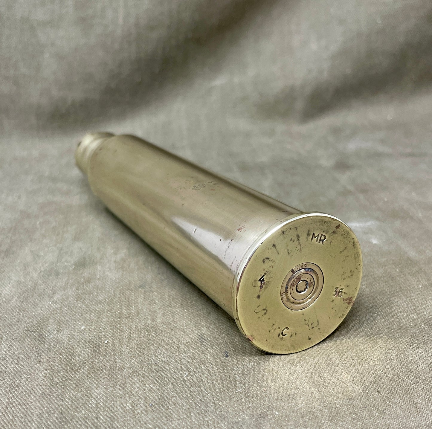 WWII French 25mm Cannon Shell – Headstamp “36 MR” | Hotchkiss Anti-Tank Round