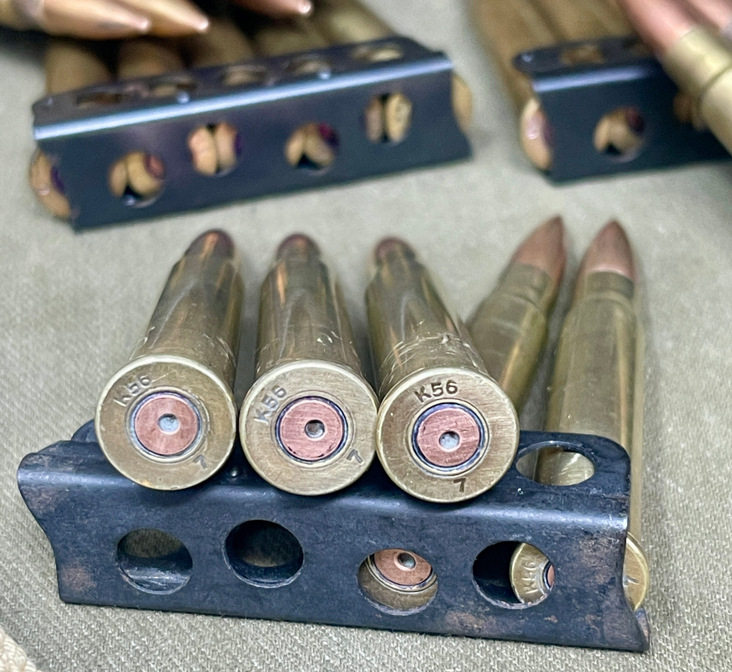 Full 50-Round British .303 Bandolier – 1955 Ammunition in 1954 Dated Bandolier