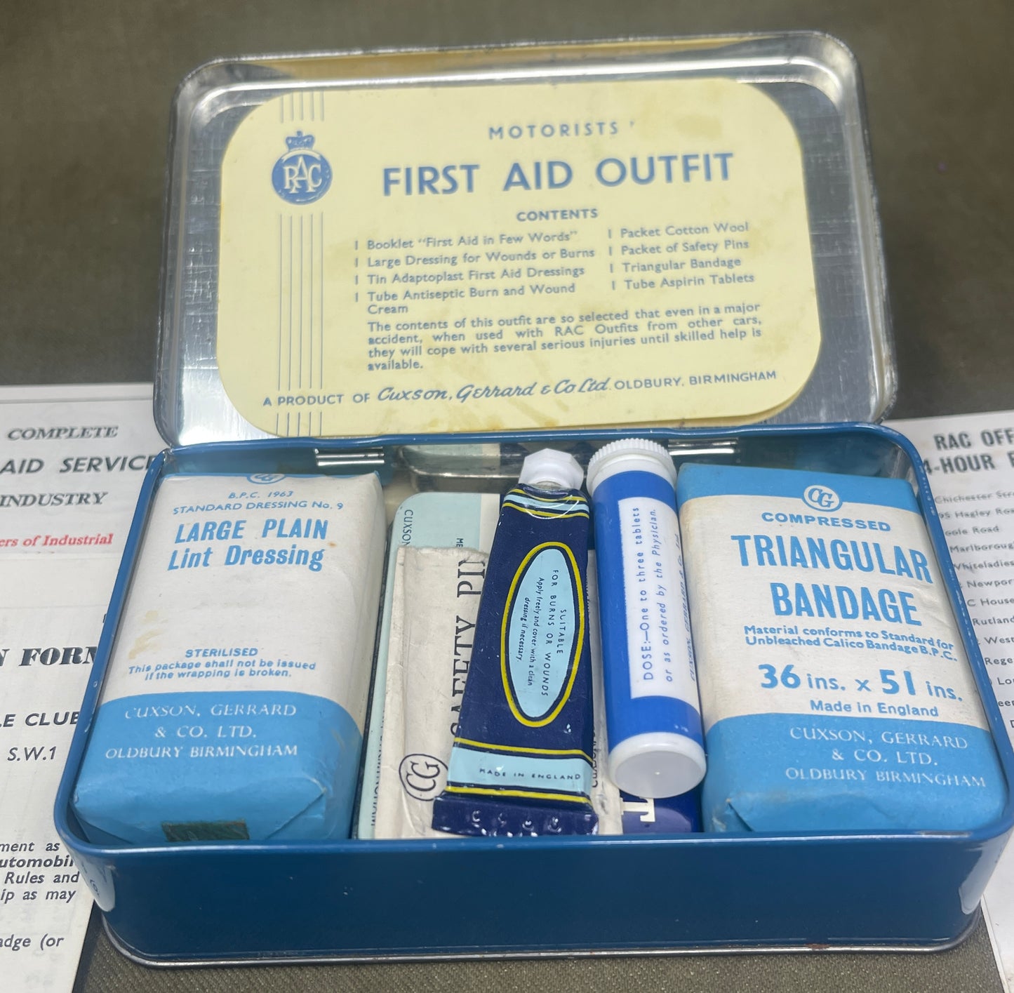 Original Vintage RAC Motorists First Aid Kit – Complete