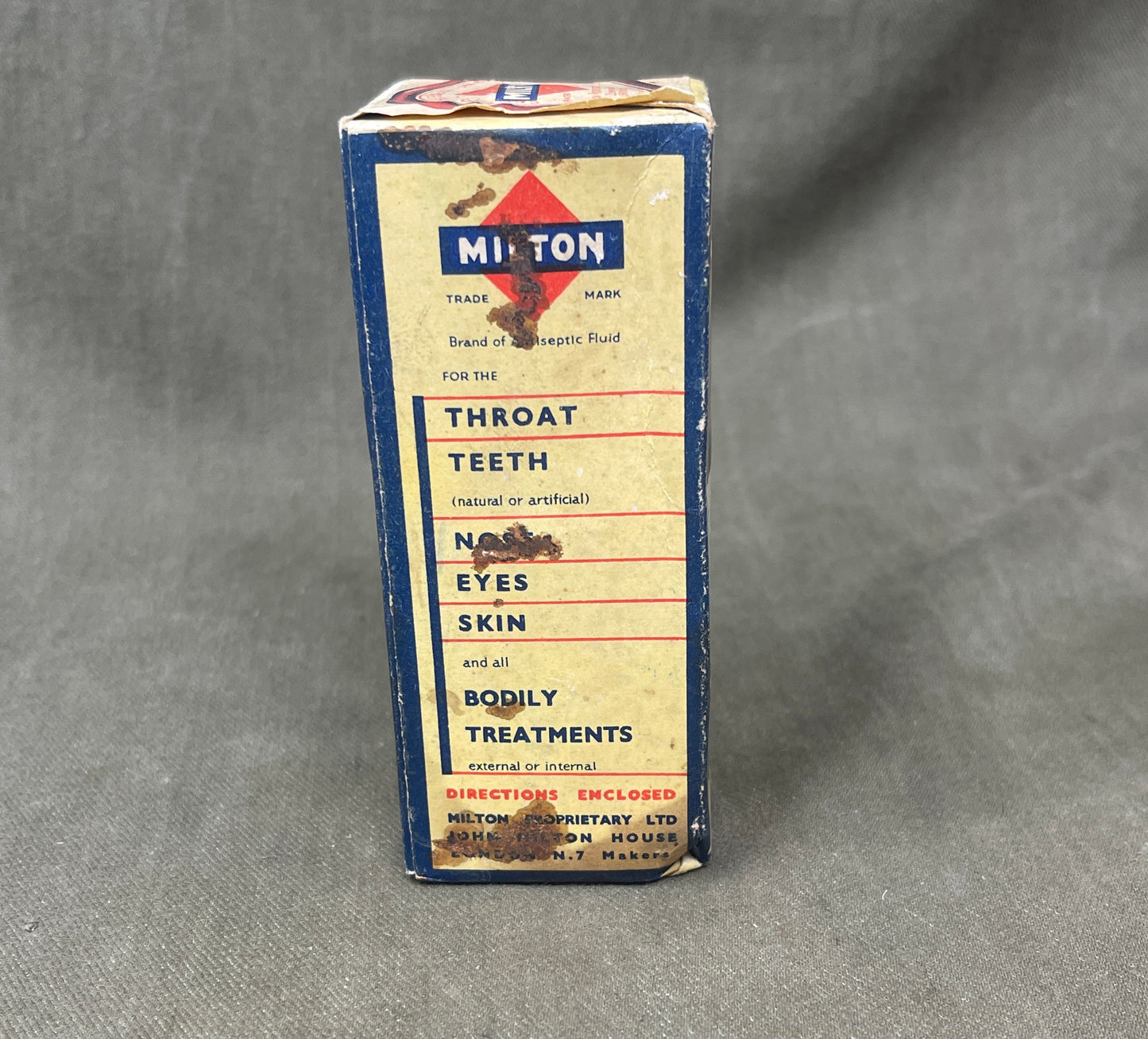 Original Vintage Sealed Bottle of Milton Antiseptic Fluid