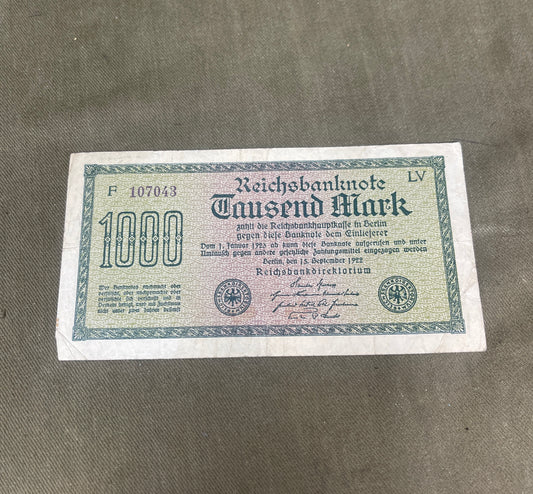 Reichsbanknote 1000 Mark 1922 – Weimar Germany Banknote
