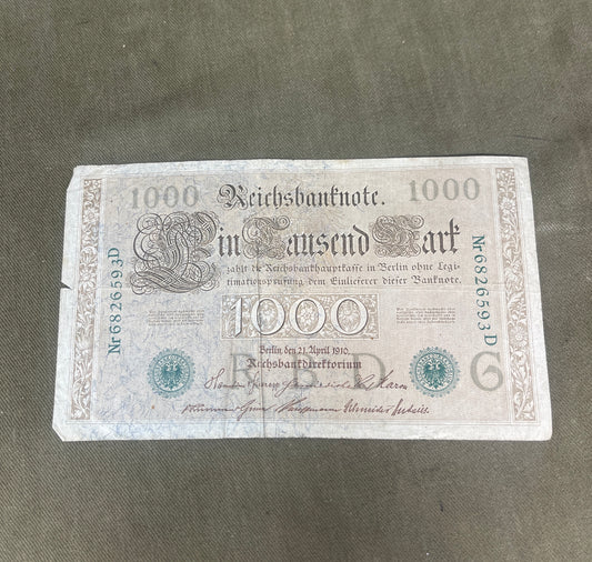 Germany 1000 Mark 1910 Reichsbanknote – Weimar Republic Historic Banknote