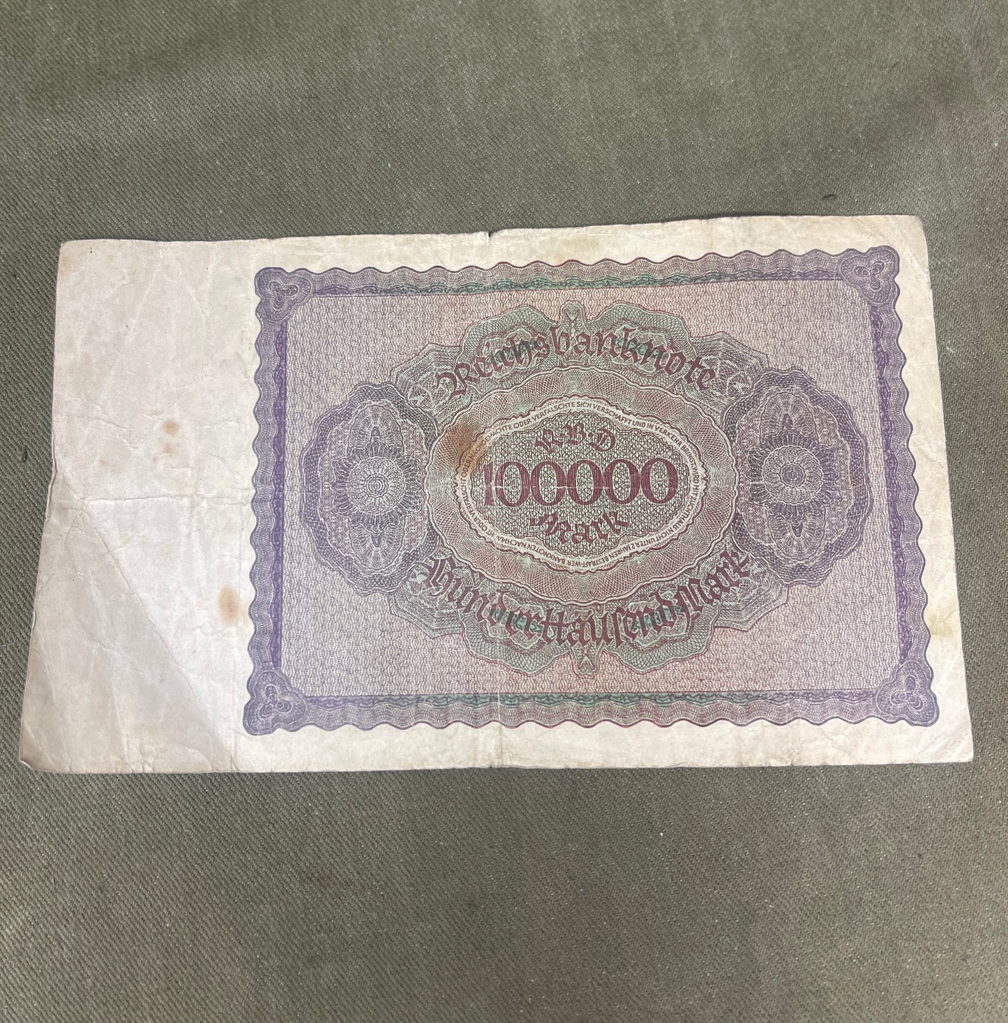Germany 100000 Mark 1923 Reichsbanknote – Historic Weimar-era Banknote