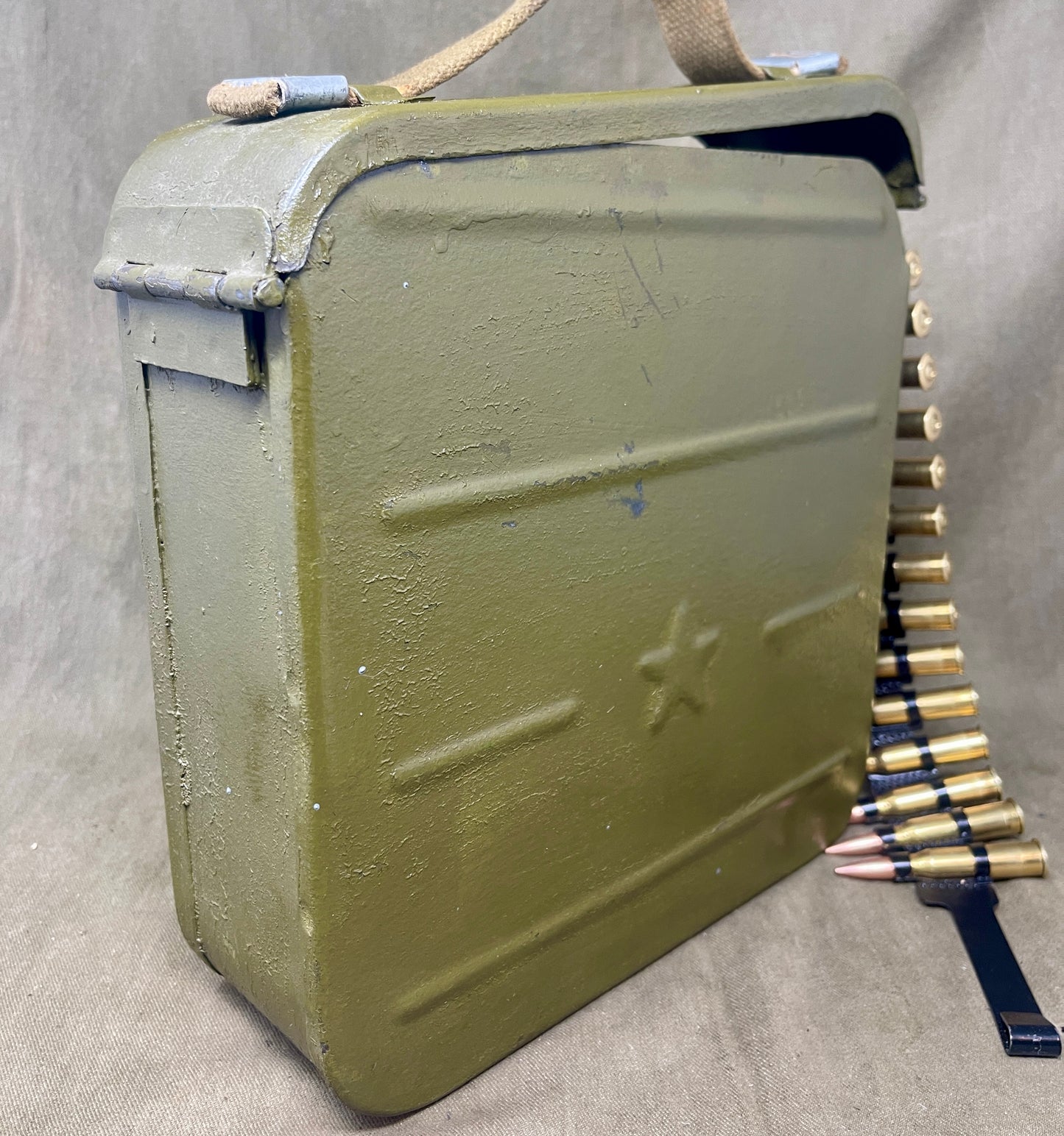 Original Russian Maxim Ammunition box . With 50 x INERT 7.62x54 Round