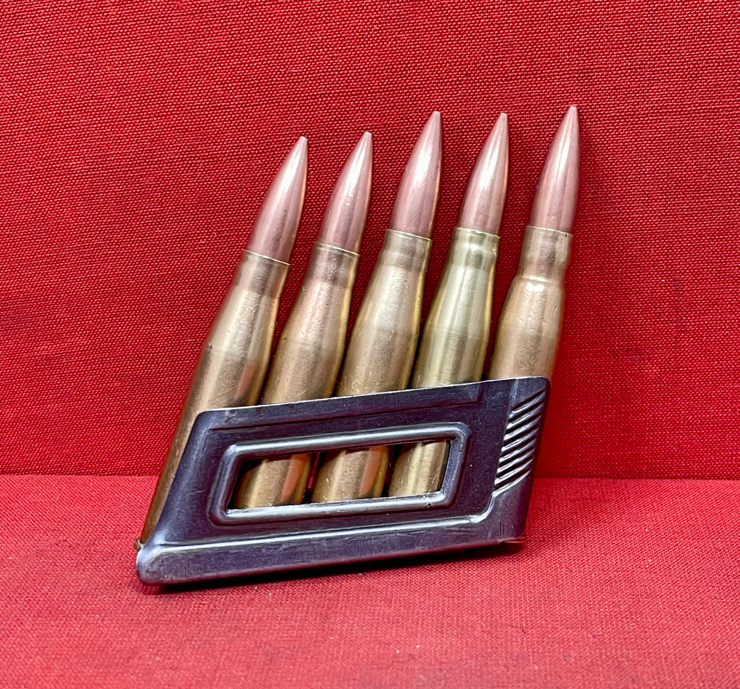 Austrian M30 Steyr Mannlicher 8x56R Charger “RM” with 5 Inert 1940 Rounds – Militaria