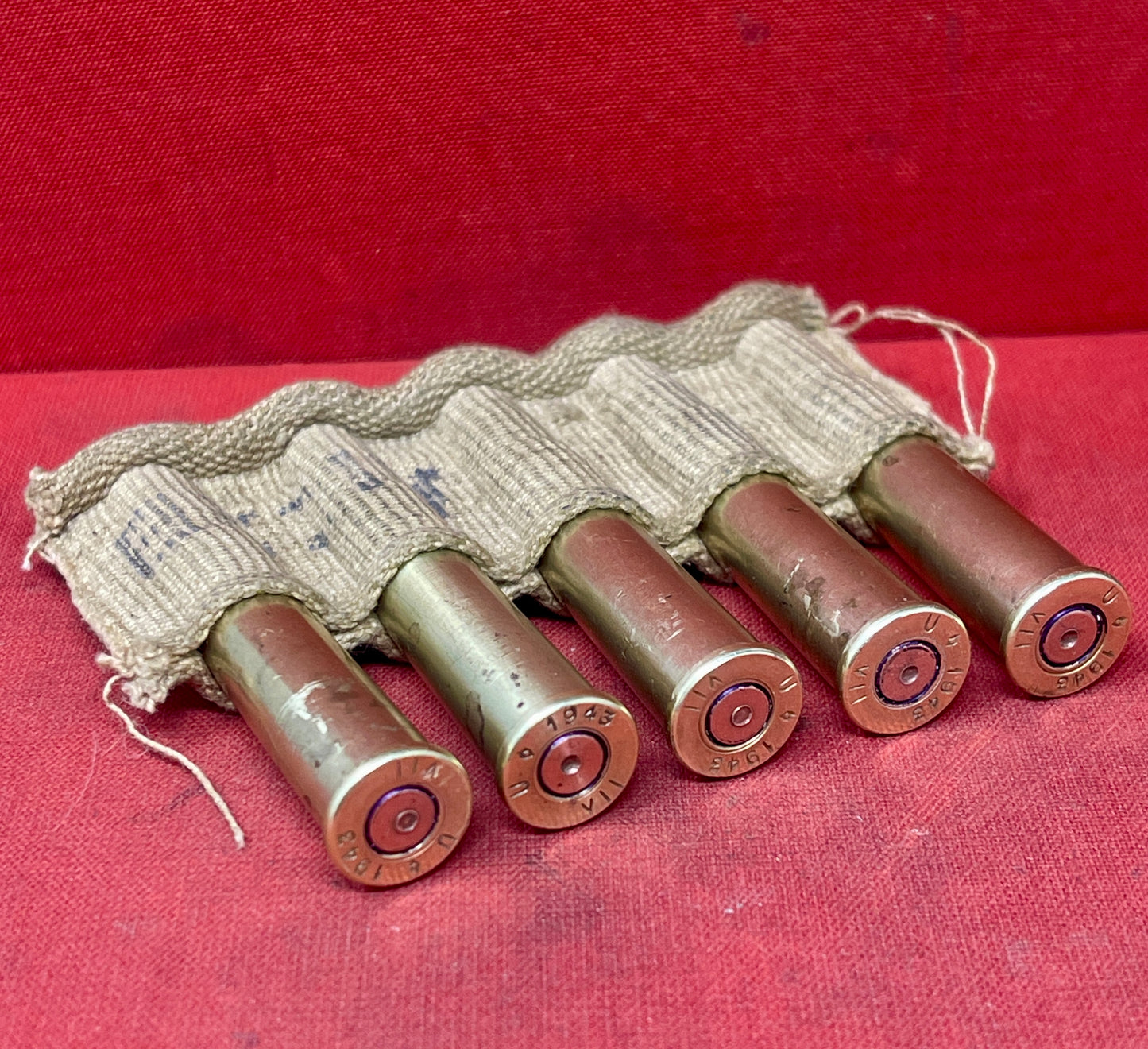 5 x Inert .303 British Rounds – U 1943 (South African Mint, Kimberley) in Original Belt