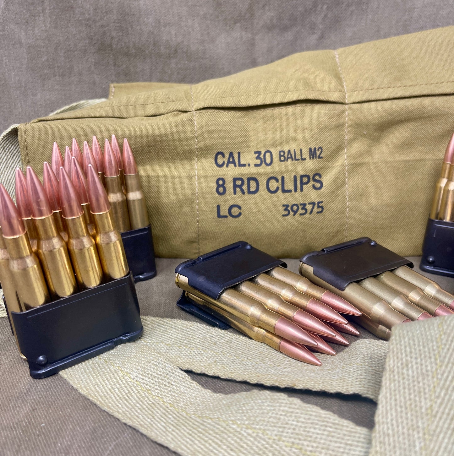 Reproduction Cal .30 Ball M2 Bandolier with Inert .30-06 Rounds (6 × 8-Round Clips)