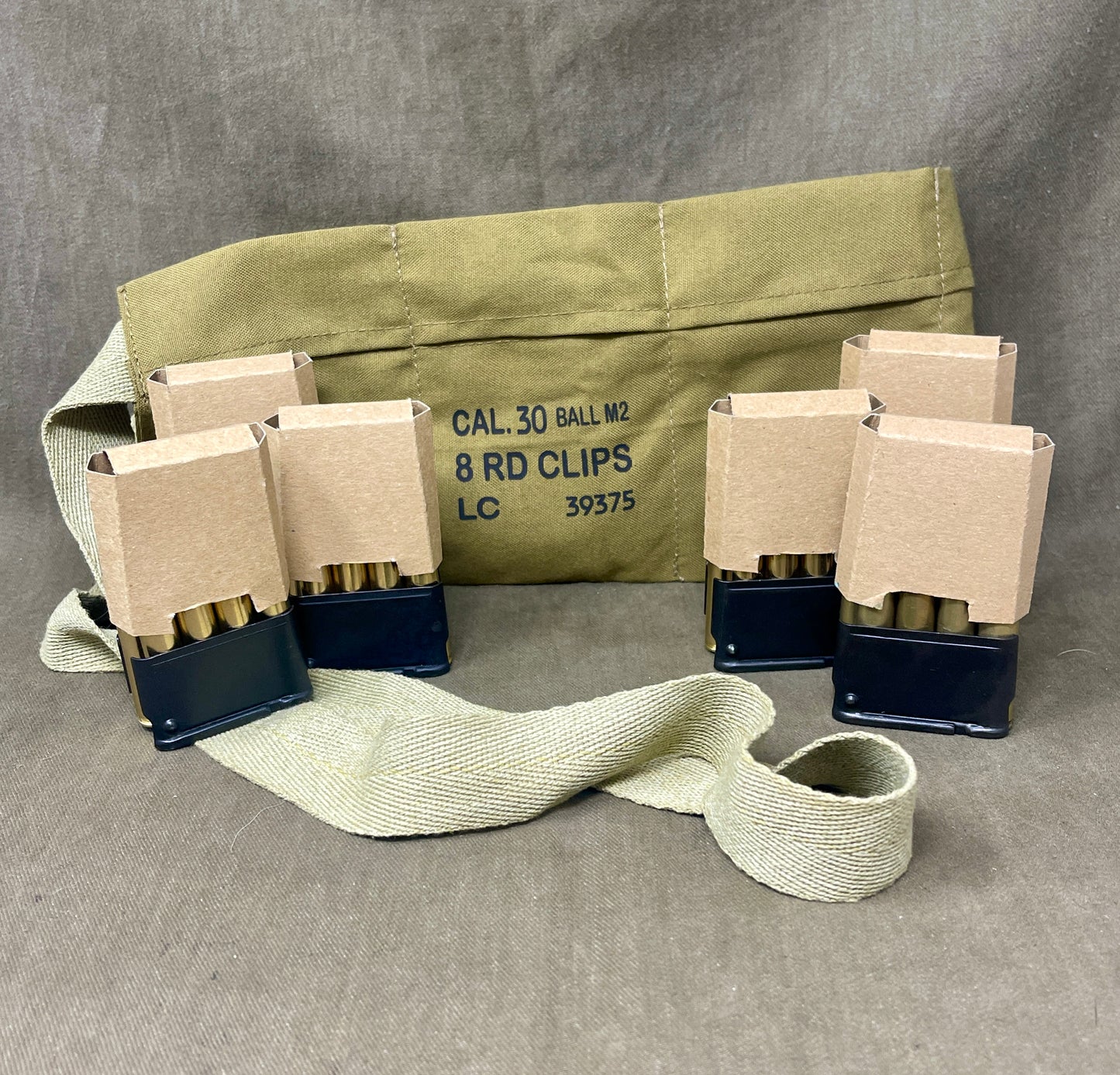 Reproduction Cal .30 Ball M2 Bandolier with Inert .30-06 Rounds (6 × 8-Round Clips)