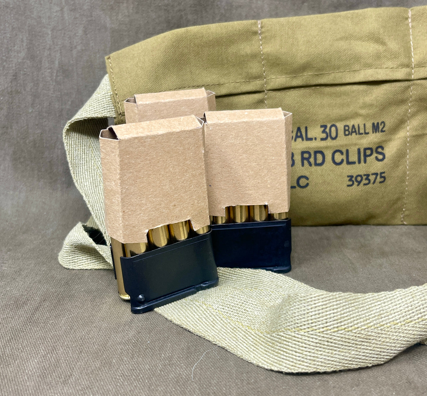 Reproduction Cal .30 Ball M2 Bandolier with Inert .30-06 Rounds (6 × 8-Round Clips)