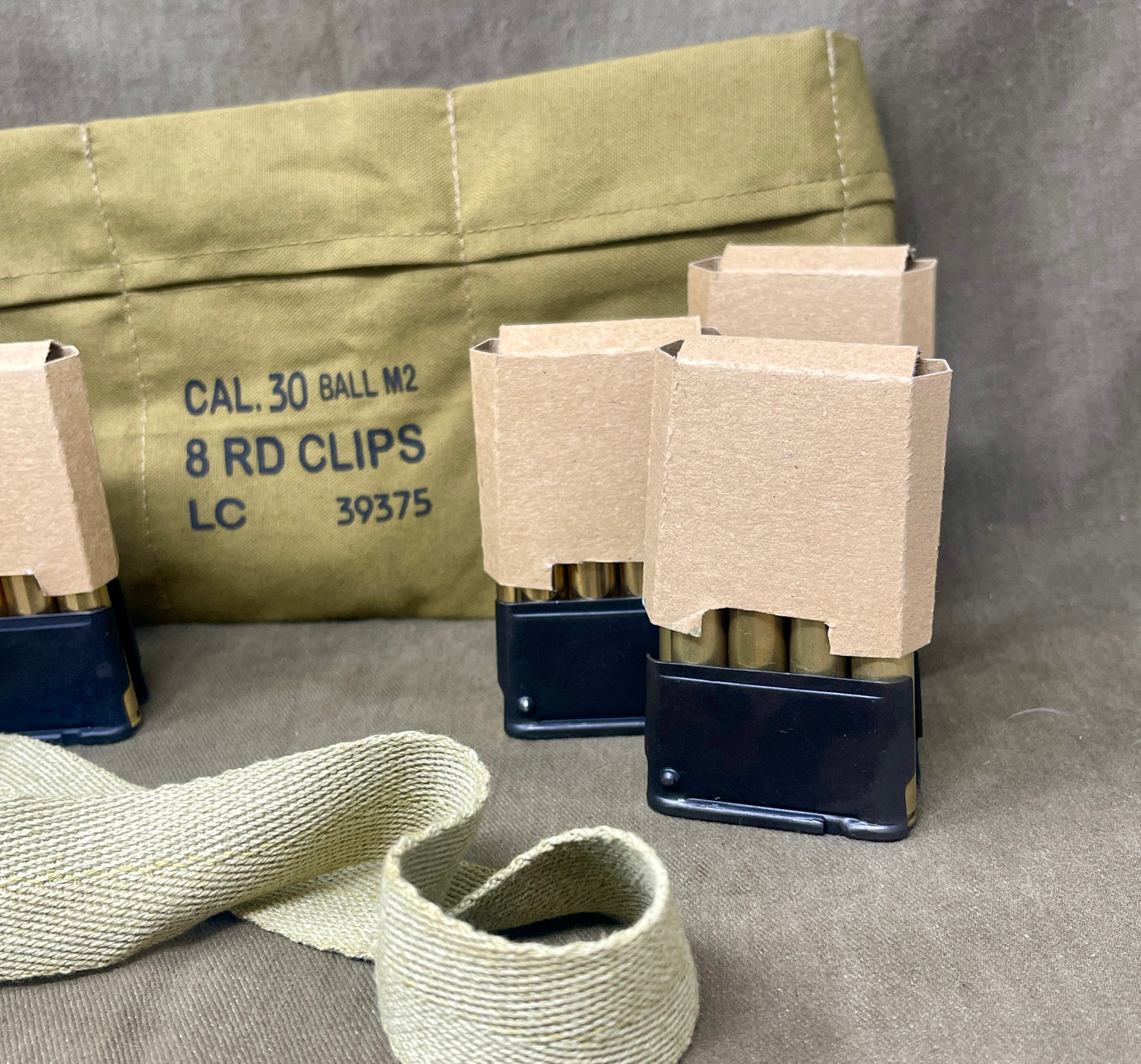 Reproduction Cal .30 Ball M2 Bandolier with Inert .30-06 Rounds (6 × 8-Round Clips)