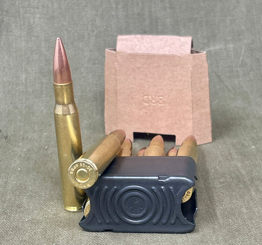 8 X Inert/ Display – .30-06 Springfield Rifle Rounds In M1 Garand Enbloc Clip INERT Primers