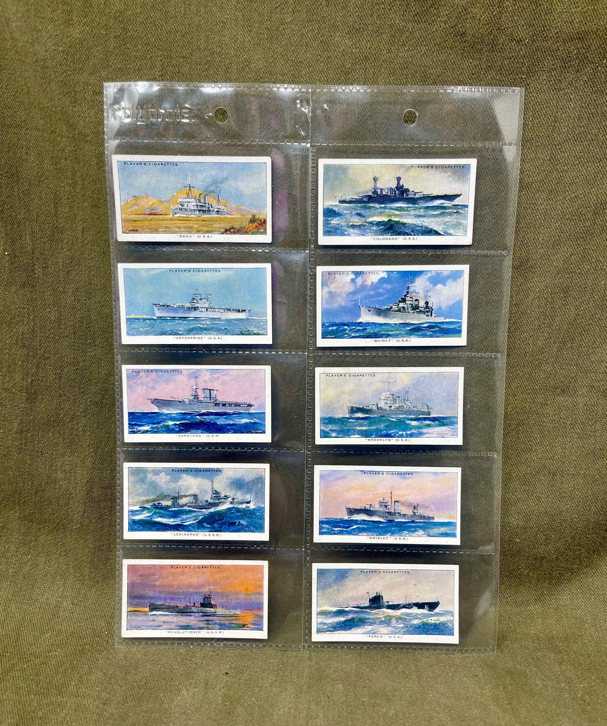 "Discover the John Player & Sons 'Modern Naval Craft' cigarette cards, featuring detailed illustrations and insights into contemporary naval vessels. A must-have collectible for military history enthusiasts and naval aficionados."