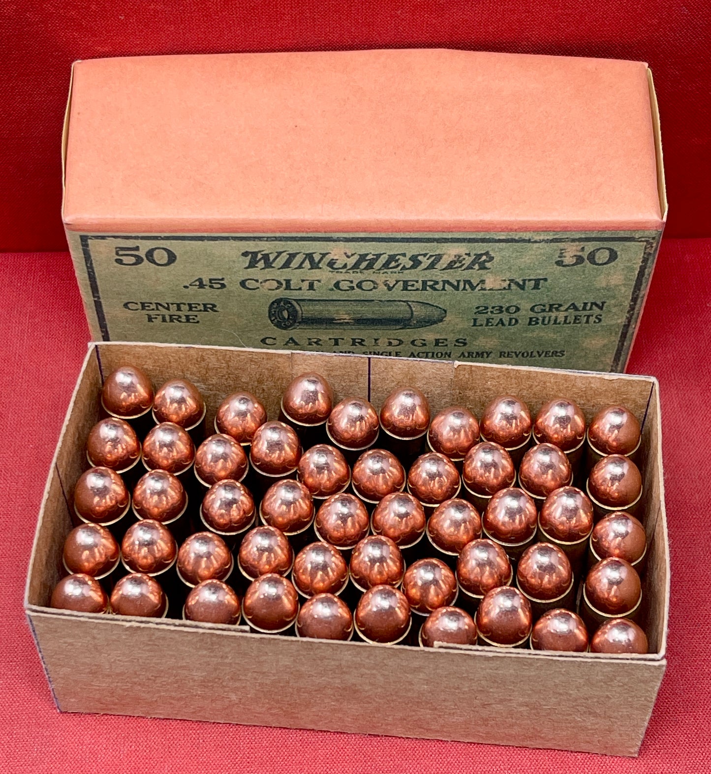 50 x INERT .45 Long Colt Round Vintage Repro Box