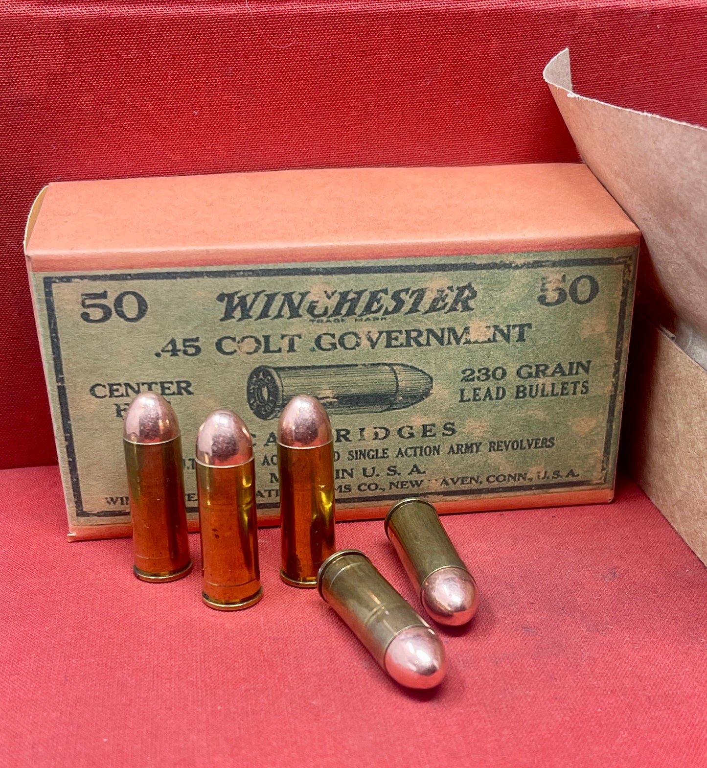 50 x INERT .45 Long Colt Round Vintage Repro Box