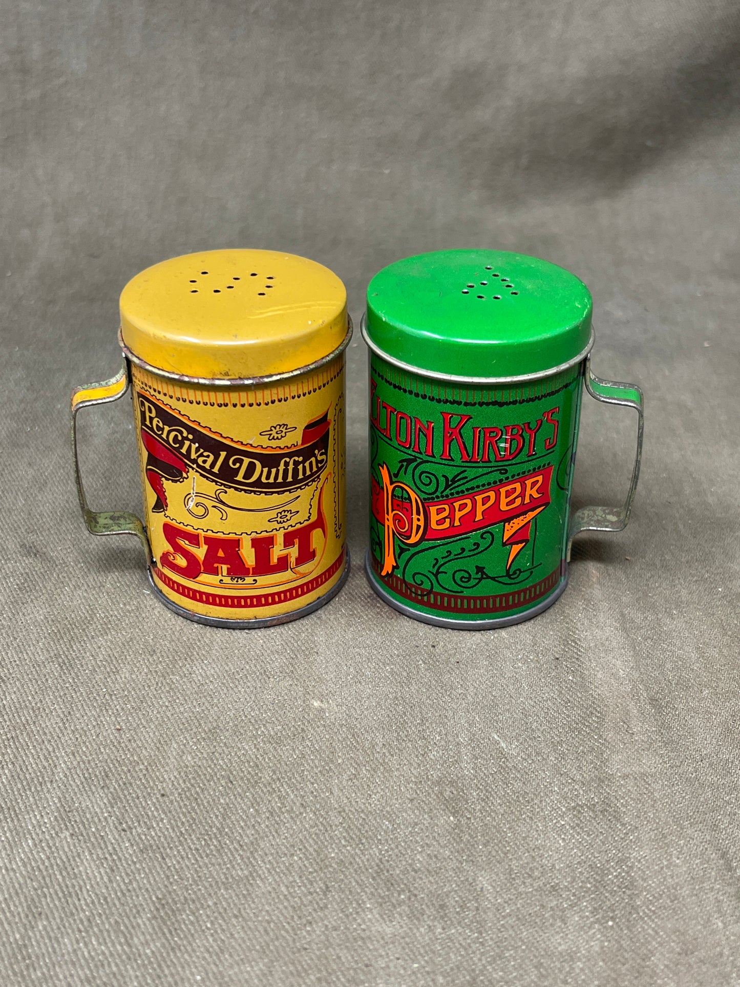 Vintage Percival Duffins Salt & Pepper Tins