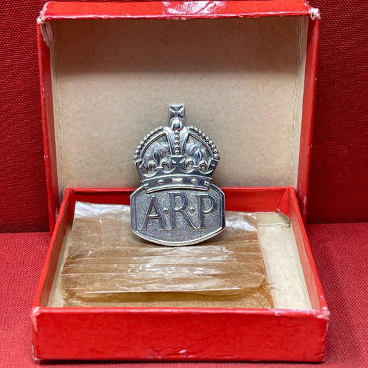 WW2 British Silver Air Raid Prevention Badge & Original box