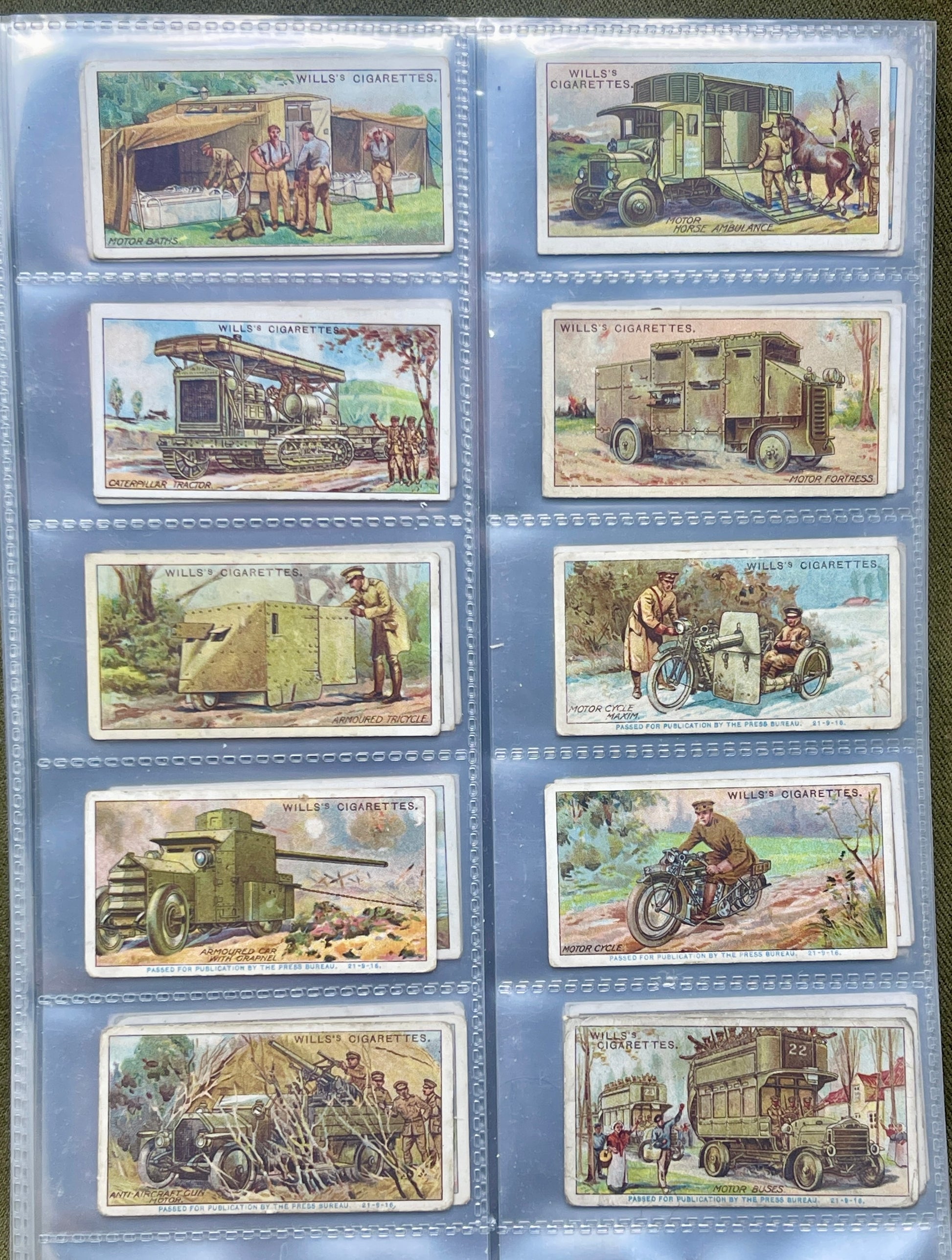 WD & HO Wills Military Vehicles 1917 Cigarette Cards