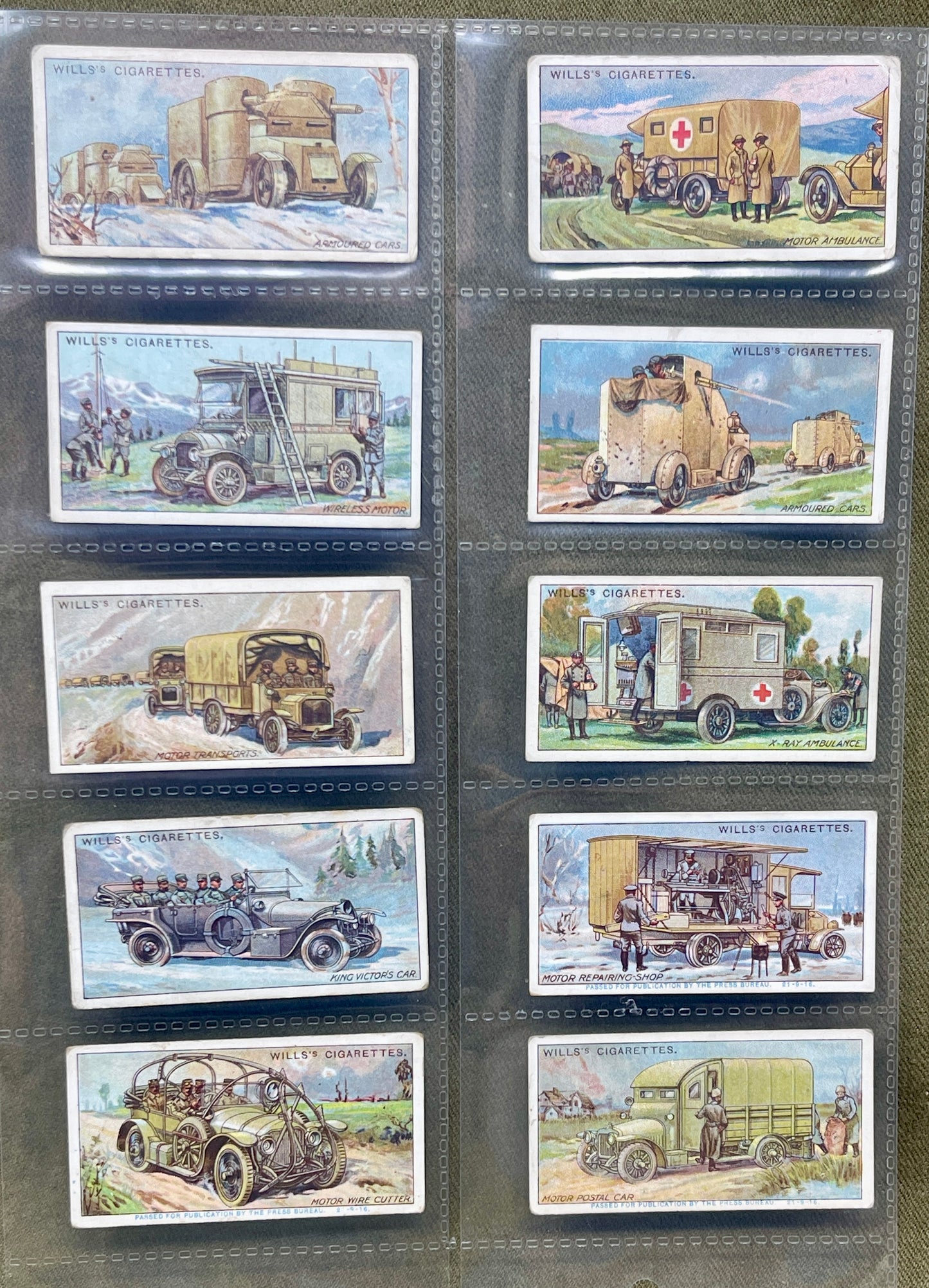 WD & HO Wills Military Vehicles 1917 Cigarette Cards