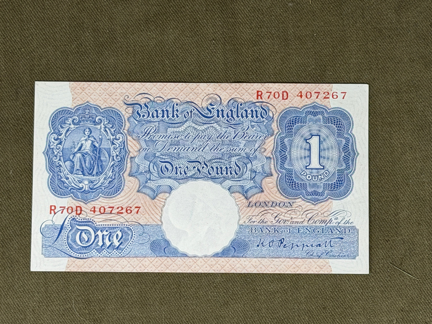 1940 Emergency One Pound Note – K.O. Peppiatt White Note (Dugg. B249)