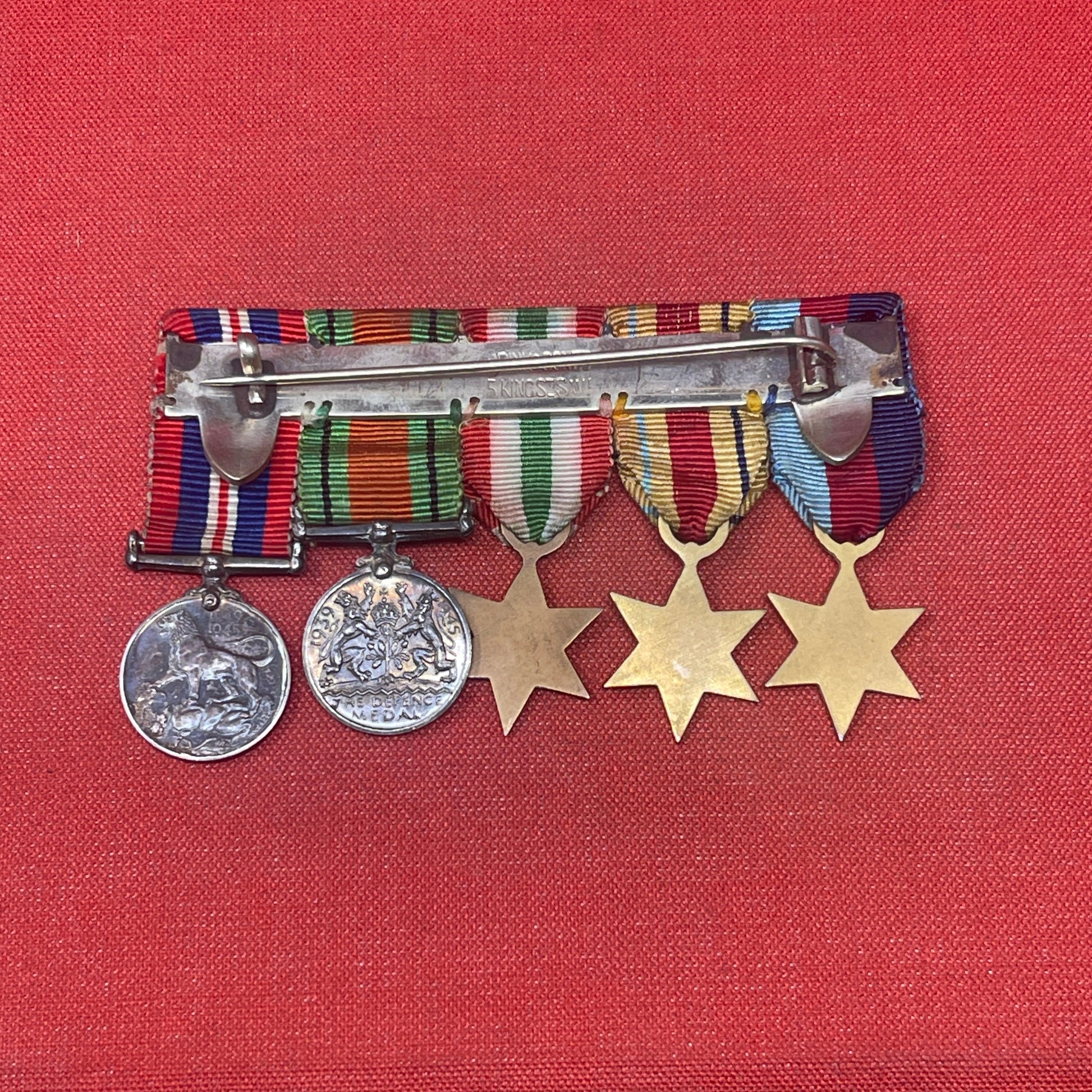 A WWII Medal Group Defence Medal, War Medal, Italy, Africa and 1939-45 Star 