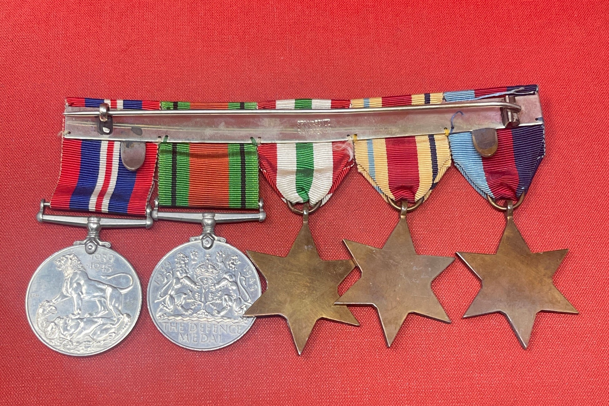 A WWII Medal Group Defence Medal, War Medal, Italy, Africa and 1939-45 Star 