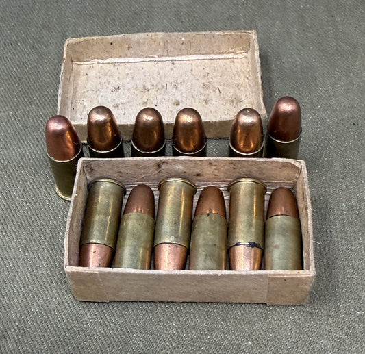 12× .380 RL Inert Webley Revolver Cartridges – Boxed by Royal Laboratories